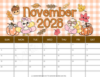 printable November 2028 calendar pdf, cute 2028 calendar monthly aesthetic