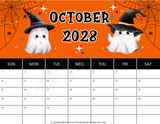 October 2028 calendar printable pdf, cute 2028 monthly wall calendar horizontal blank no holidays