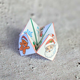 printable Christmas cootie catcher pdf, Christmas paper fortune teller printable pdf, cute Christmas joke teller