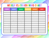 printable classroom weekly behavior chart pdf, teacher class behavior tracker for students