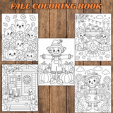 cute fall coloring sheets for kids printable pdf, fall coloring book for kids, woodland animals coloring page, fall leaves coloring page, scarecrow coloring pages, autumn coloring pages for kids