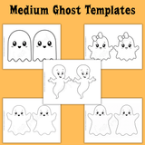 cute ghost templates, girl with bow ghost template, friendly ghost template, spooky ghost template, flying ghost template, ghost patterns for crafts, Halloween ghost outlines for kids, ghost stencils for Halloween crafts
