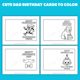 cute printable birthday cards to color for dad pdf, pizza happy birthday dad coloring card, happy birthday papa bear birthday card to color, black and white mustache dad birthday card coloring page, fun monkey birthday card for dad coloring sheet