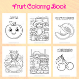 cute fruit coloring pages, apple coloring page, fruit stand coloring page, cantaloupe coloring page, fruit bowl coloring page, farmers market coloring page, cherries coloring page