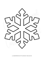 Black snowflake outline on a white background