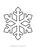 Black snowflake outline on a white background