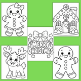 easy Christmas coloring book for kids printable pdf, simple Christmas coloring pages preschool, easy toddler Christmas coloring sheets, simple Christmas coloring pages for kindergarten, easy gingerbread man coloring page, easy gingerbread girl coloring page, easy gingerbread house coloring page, easy reindeer coloring page, simple Merry Christmas coloring page