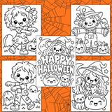 easy Halloween coloring pages for kids printable pdf, cute simple Halloween coloring sheets preschool, kindergarten Halloween coloring pictures, toddler Halloween coloring pages bold lines, zombie coloring pages, witch coloring pages, scarecrow coloring pages, Happy Halloween coloring pages