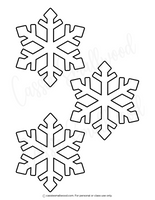 Three black snowflake outlines on a white background