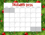 December 2026 calendar to print, cute printable 2026 monthly calendar