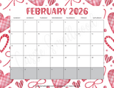 February 2026 calendar to print, cute printable 2026 monthly calendar