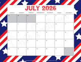 July 2026 calendar to print, cute printable 2026 monthly calendar