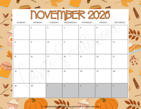 November 2026 calendar to print, cute printable 2026 monthly calendar