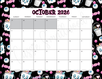 October 2026 calendar to print, cute printable 2026 monthly calendar