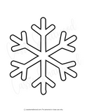 Black snowflake outline on a white background