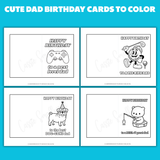 funny birthday cards to color for dad printable pdf, pun birthday coloring cards for dad, golf birthday card for dad coloring page, gamer video game birthday card for dad coloring sheet, dog dad birthday card to color, fishing happy birthday dad card to color