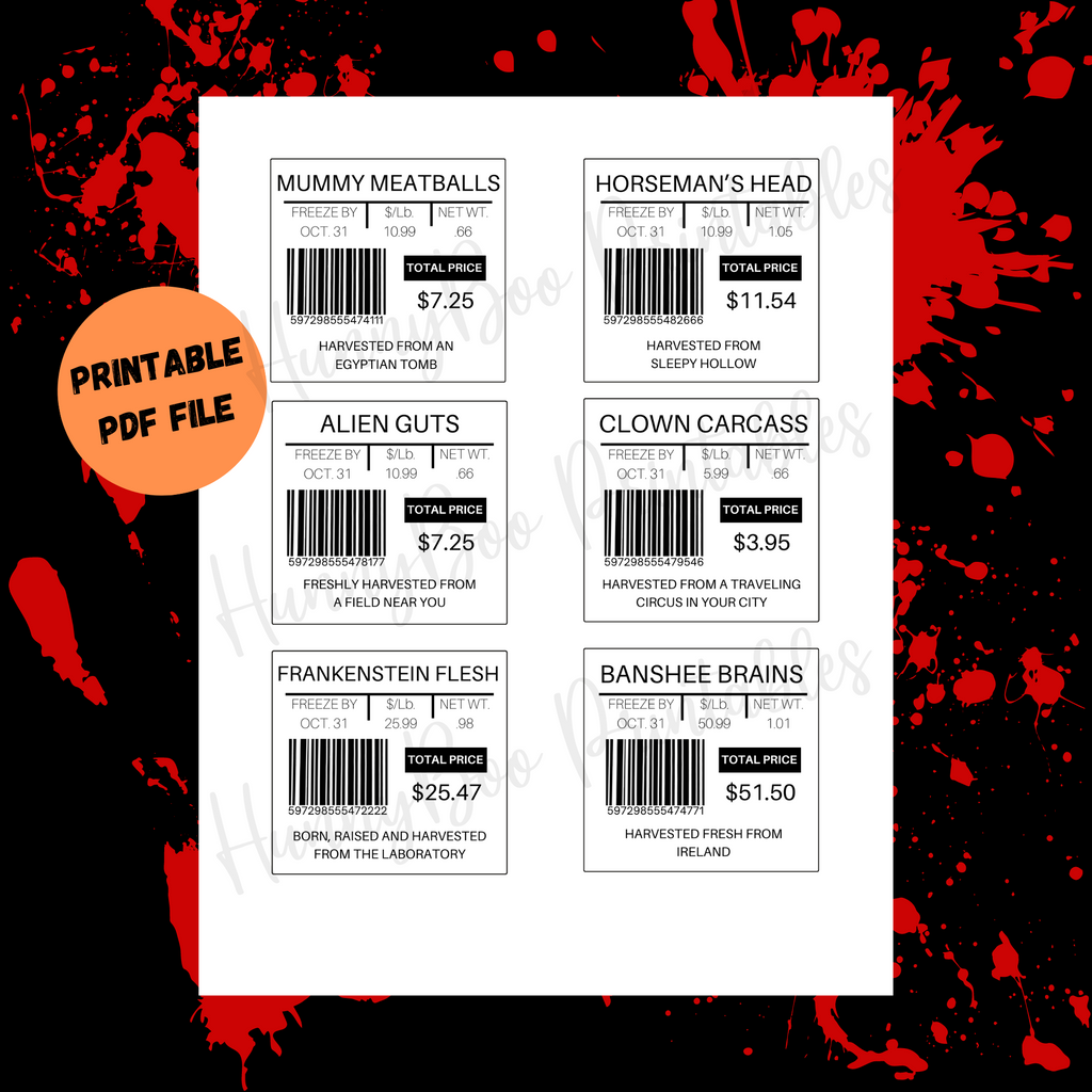 Printable Halloween Fake Meat Stickers – Cassie Smallwood