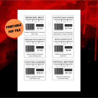 Halloween meat labels printable pdf