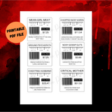 Halloween meat labels printable pdf