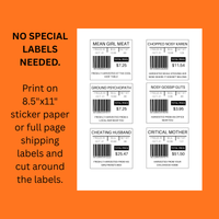 Halloween mystery meat labels for red velvet rice krispies treats