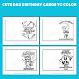happy birthday dad cards printable to color pdf, funny dad birthday cards coloring pages, cute dad birthday cards to color, pun birthday cards for dad coloring sheets, happy birthday dad coloring cards for kids foldable printable black and white birthday cards for dad for kids to make