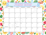 printable June 2029 calendar colorful pdf, 2029 printable wall calendar, cute 2029 monthly calendar, 12 month 2029 calendar with holidays, summer calendar 2029