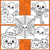 cute kindergarten Halloween coloring pages printable pdf, ghost coloring pages, easy skeleton coloring page, simple spider coloring page, easy Halloween pumpkin coloring page for kids, preschool Halloween coloring pages, toddler Halloween coloring pages