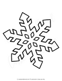 Black snowflake outline on a white background