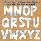 cute lined paper bulletin board letters printable pdf, back to school bulletin board letters, large cutout letters for bulletin boards, alphabet cork board letters back to school theme