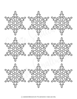 Black snowflake outlines on a white background