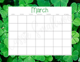 cute monthly blank calendar printable pdf, 12 month blank calendar template, pretty blank calendar yearly downloadable pdf