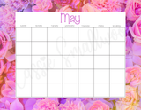 pretty blank calendar template printable pdf, cute blank calendar printable pdf, empty monthly calendar pages, blank May calendar