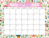 printable May 2029 calendar pdf, 2029 cute wall calendar monthly printable pdf, colorful 2029 monthly calendar to print downloadable