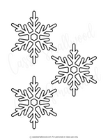Three black snowflake outlines on a white background