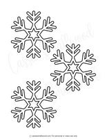 Three black snowflake outlines on a white background