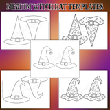 medium witch hat templates, witch hat outlines, witch hat stencils, witch hat cutouts for halloween crafts