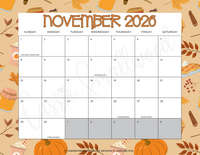 cute November 2026 calendar with holidays printable pdf, printable 2026 wall calendar with holidays to print