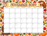 printable November 2029 calendar pdf, cute 2029 monthly calendar printable pdf, colorful 2029 wall calendar classroom school, full page horizontal 2029 calendar to print, downloadable aesthetic 2029 year calendar landscape