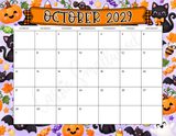 cute printable October 2029 calendar pdf, cute 2029 monthly calendar printable pdf, download 2029 wall calendar, children's calendar 2029 Sunday start