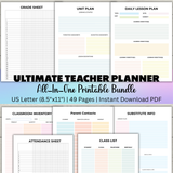 printable teacher planner pdf, classroom planner printable template, teacher grade sheet printable, daily lesson plan printable, unit planner printable, teaching planner printable pdf, printable attendance sheet pdf