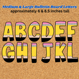 cute pencil bulletin board letters printable pdf A-Z, large display board letters printable back to school theme, welcome to school bulletin board letters extra large
