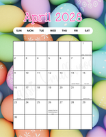 Portrait April 2028 calendar with holidays printable pdf colorful aesthetic