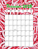 Vertical December 2028 calendar with holidays printable pdf portrait