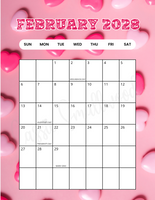 Portrait february 2028 calendar with holidays printable pdf cute