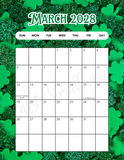 vertical March 2028 wall calendar with holidays printable pdf cute