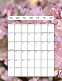 Vertical May 2028 calendar with holidays printable pdf pretty