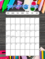 Vertical September 2028 wall calendar with holidays school colorful and cute