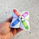 preschool cootie catcher printable pdf, colors cootie catcher, numbers cootie catcher, preschool paper fortune teller template printable pdf