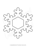 Black and white big snowflake outline on a white background