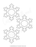 Three snowflake outlines on a white background